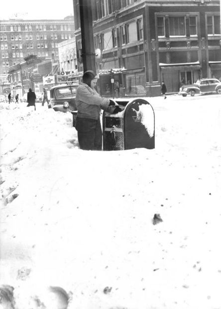 Snow near JC Penney's - 1940s